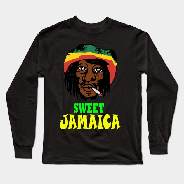 Sweet Jamaica, Good Vibes, Rasta Long Sleeve T-Shirt by alzo